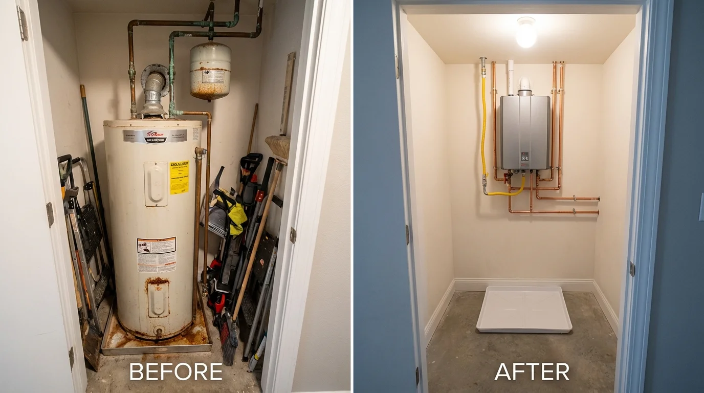 Tank water heater versus wall-mounted tankless unit comparison for Harrison, NJ homeowners